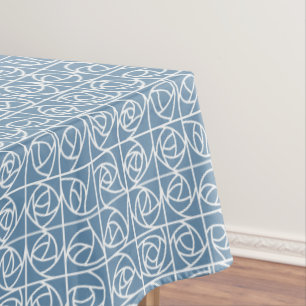 Art Deco Rose Squares Stylised Floral pale blue Tablecloth