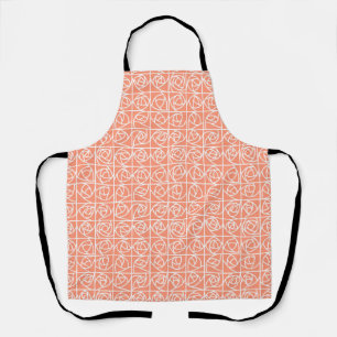 Art Deco Rose Squares Stylised Floral peach Apron