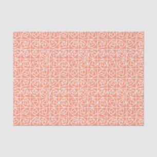 Art Deco Rose Squares Stylised Floral peach Tissue Paper