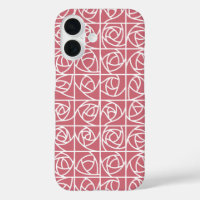 Art Deco Rose Squares Stylised Floral pink
