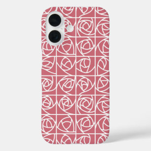 Art Deco Rose Squares Stylised Floral pink iPhone 16 Case