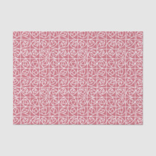 Art Deco Rose Squares Stylised Floral pink Tissue Paper