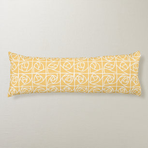 Art Deco Rose Squares Stylised Floral yellow Body Cushion