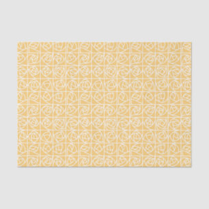 Art Deco Rose Squares Stylised Floral yellow Tissue Paper