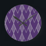 Art Deco Round Clock<br><div class="desc">This clock has an art deco design of diamonds in silver on a field of blue.</div>