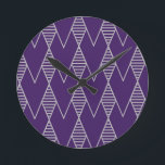 Art Deco Round Clock<br><div class="desc">This clock has an art deco design of diamonds in silver on a field of blue.</div>