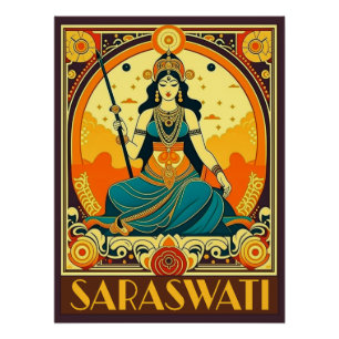 Art Deco Saraswati Poster