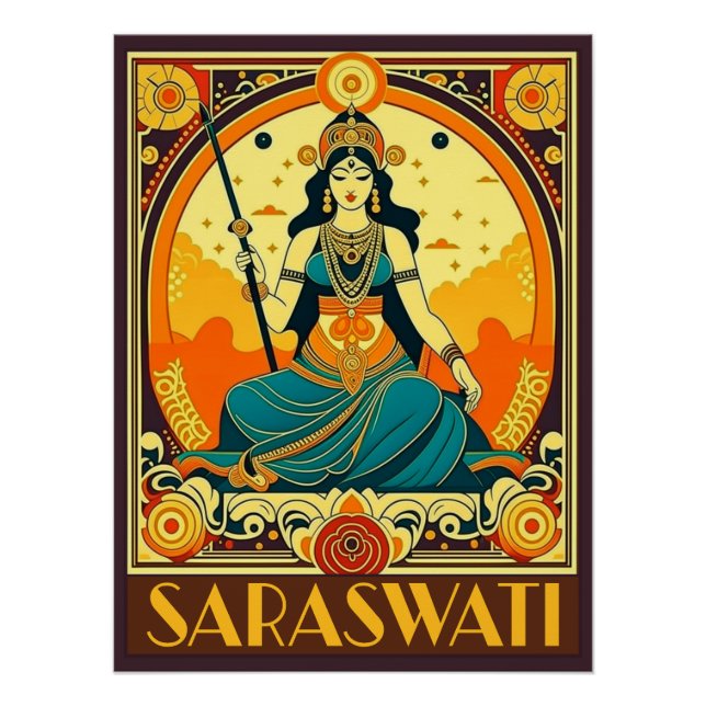 Art Deco Saraswati Poster (Front)