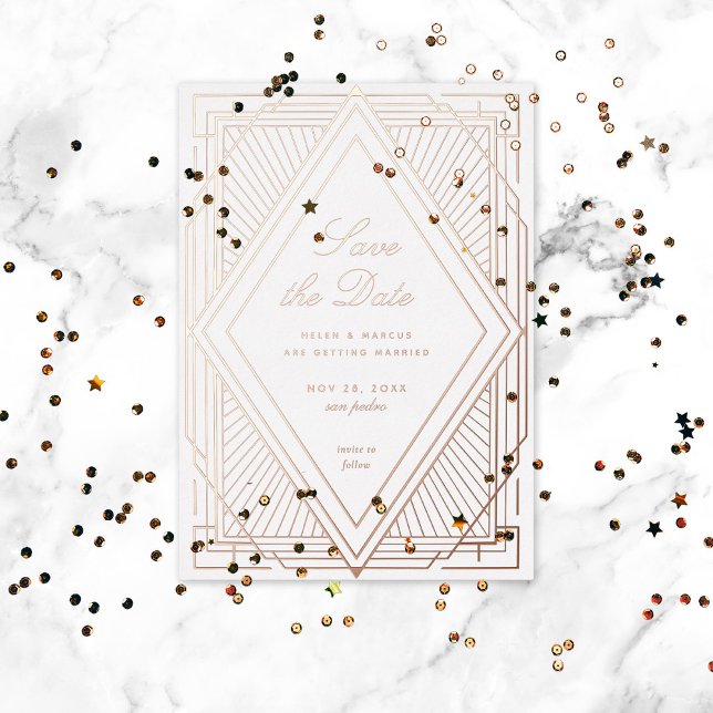 Art Deco Save the Date Diamond White Rose Gold (Creator Uploaded)
