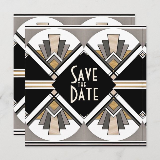 Art Deco Save the Date Flat Card (Front/Back)