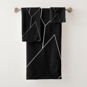 Art Deco Scales Design Black Bath Towel Set