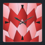 Art Deco Scales Design Pink Red Square Wall Clock<br><div class="desc">Wall clock art deco design that you can customise with any text of your choice. Should you require any help with customising then contact us through the link on this page. Art deco clock.</div>