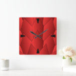 Art Deco Scales Design Red Square Wall Clock<br><div class="desc">This art deco design wall clock is a timekeeping device designed to hang on a wall, serving as both a functional tool and a decorative focal point for a room. Made from acrylic and features a pre-installed backside hanging slot for easy hanging and a non-ticking design. You can customise this...</div>