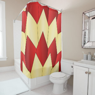 Art Deco Scales Design Red Yellow Shower Curtain