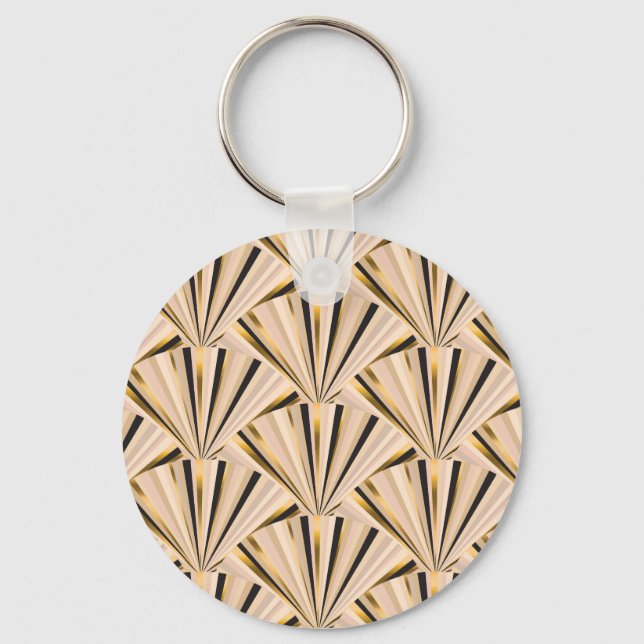 Art Deco Scales: Geometric Golden Glamour Key Ring (Front)