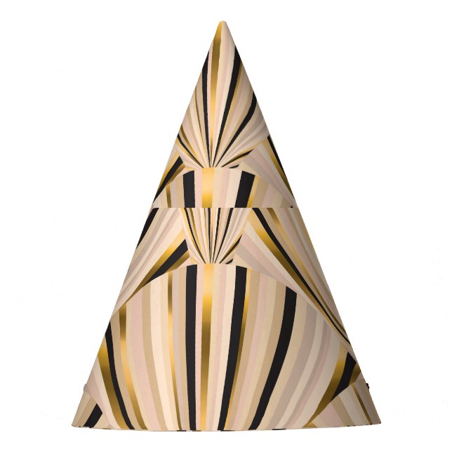 Art Deco Scales: Geometric Golden Glamour Party Hat (Front)