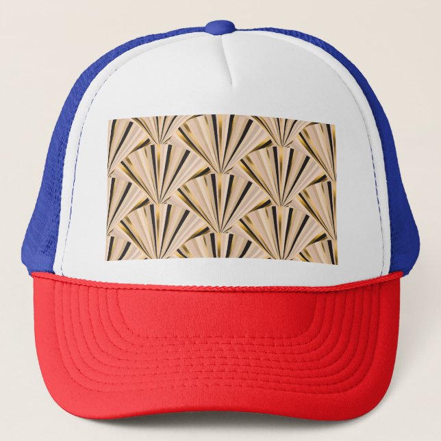 Art Deco Scales: Geometric Golden Glamour Trucker Hat (Front)
