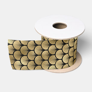 Art Deco Scallop Fan Radiating Pattern Design Satin Ribbon