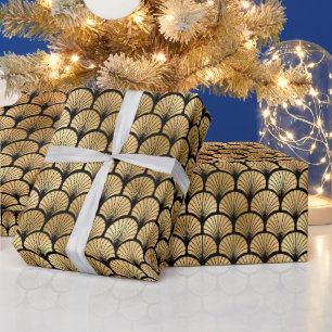 Art Deco Scallop Fan Radiating Pattern Design Wrapping Paper