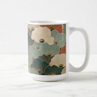 Art deco scallop shells Teal navy blue terracotta Coffee Mug