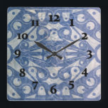 ART DECO SCANDINAVIAN BLUE by Slipperywindow Square Wall Clock<br><div class="desc">Do not let this pattern mesmerise you into another dimension of time and counter space.  That's fair warning.  Art by Slipperywindow.</div>