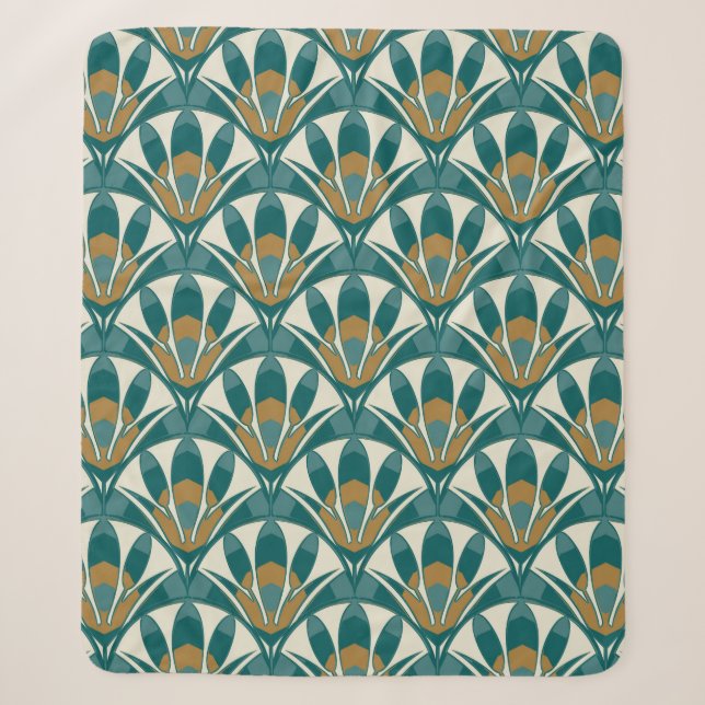Art deco seamless abstract floral pattern. Decor e Sherpa Blanket (Front)