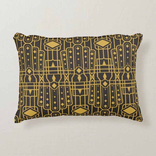 Art Deco seamless luxury geometric pattern. Golden Decorative Cushion (Front)