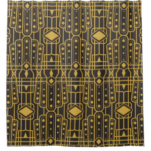 Art Deco seamless luxury geometric pattern. Golden Shower Curtain