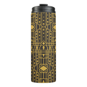 Art Deco seamless luxury geometric pattern. Golden Thermal Tumbler
