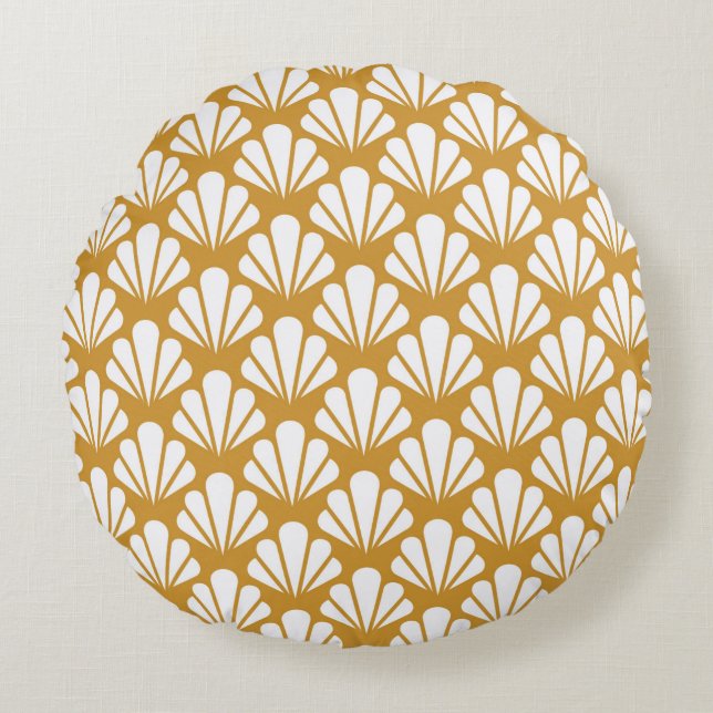 Art Deco Seamless Pattern. Geometric Floral decora Round Cushion (Front)