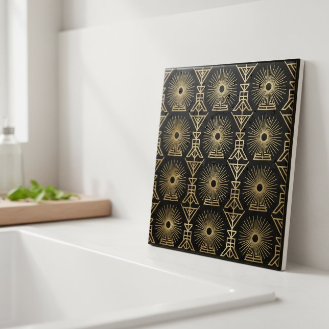 Art Deco Seamless Starburst Geometric Pat#8 ID1196 Ceramic Tile (Creator Uploaded)