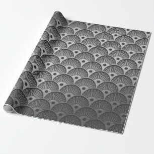 Art Deco Seashells Waves Silver Grey Vip Yacht Wrapping Paper