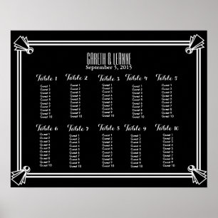 Art deco  seating table plan wedding poster