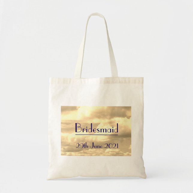 Art Deco Sepia Cloud Bridesmaid Tote Bag (Front)