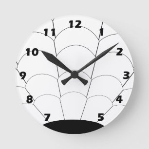 Art Deco Shell Design Black And White Round Clock