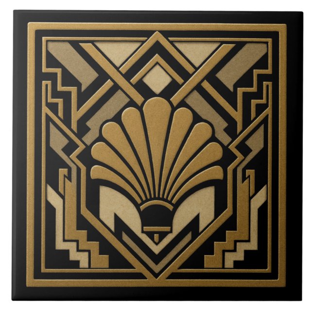 Art Deco Shell Design Ceramic Tile (Front)