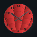 Art Deco Shell Design Red Round Clock<br><div class="desc">Wall clock art deco design that you can customise with any text of your choice. Should you require any help with customising then contact us through the link on this page. Art deco wall clock.</div>