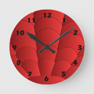 Art Deco Shell Design Red Round Clock