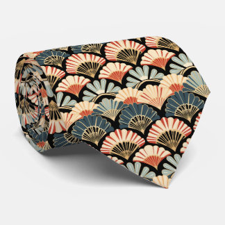Art Deco Shell Fan Pattern Neck Tie