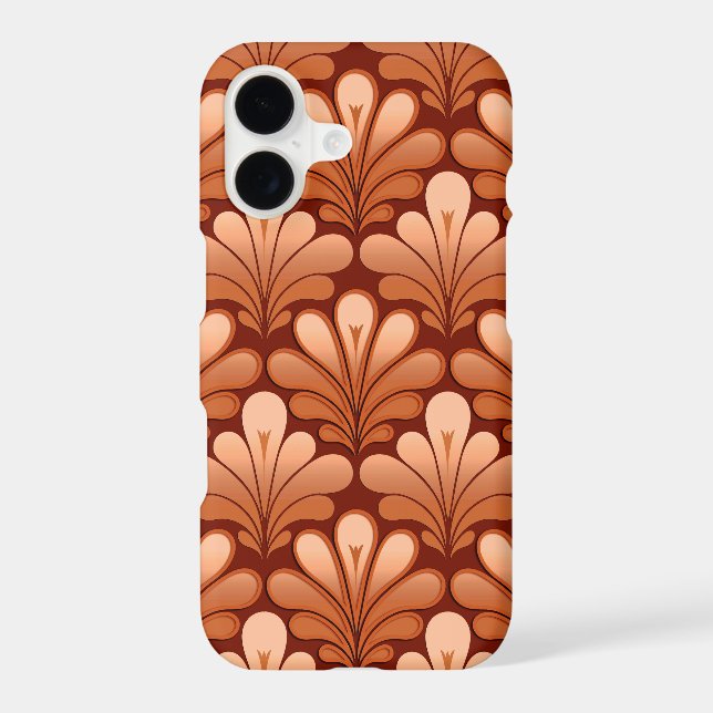Art Deco Shell Pattern, Copper and Rust Brown (Back)