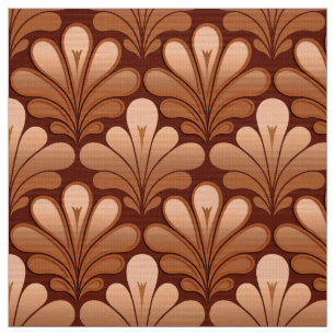 Art Deco Shell Pattern, Copper and Rust Brown Fabric