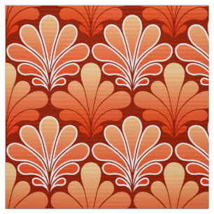 Art Deco Shell Pattern, Mandarin Orange Fabric