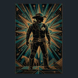 Art Deco Sheriff Poster - Geometric Cowboy Silhoue<br><div class="desc">Bring the spirit of the Old West into the modern era with this "Modern Lawman" Art Deco poster. Featuring a bold sheriff silhouette standing tall against an explosive geometric starburst, this artwork perfectly captures frontier justice through a sophisticated lens. The design is meticulously detailed with angular lines, a prominent sheriff...</div>