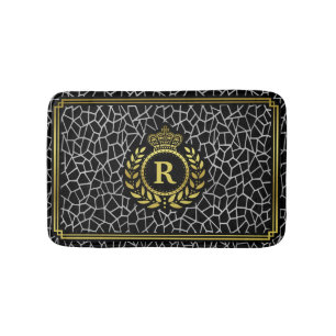 Art Deco Silver Gold Black Laurel Wreath Crown Bath Mat