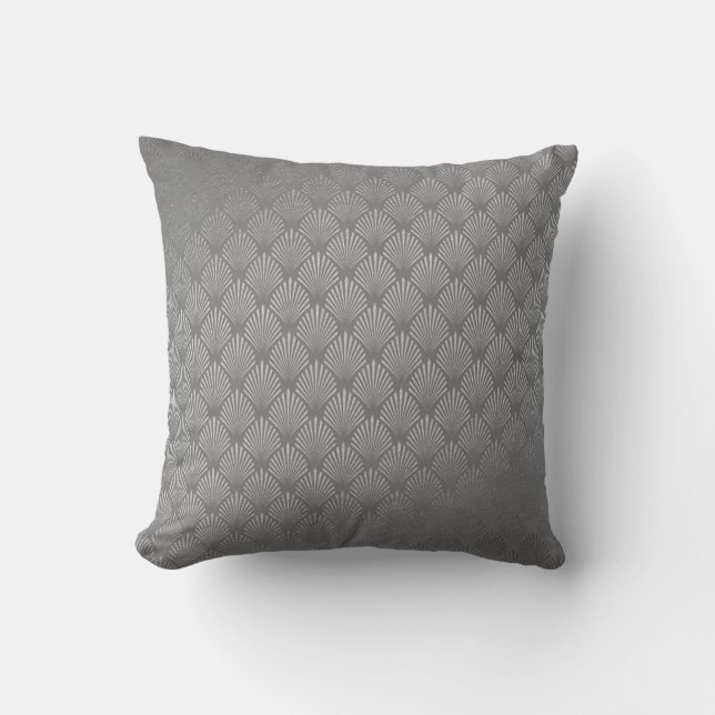 Art Deco Silver Grey Scales Seashells VIP Cushion (Front)