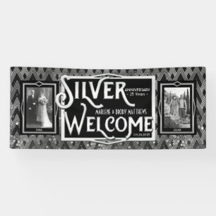 Art Deco Silver Wedding Anniversary Welcome Photo Banner