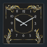 Art Deco simple black Square Wall Clock<br><div class="desc">Great clock design. You will love it like others. Be free to use this design for other product you like or to customise and add your text. Follow me for more. Thank you. Have a nice day.</div>