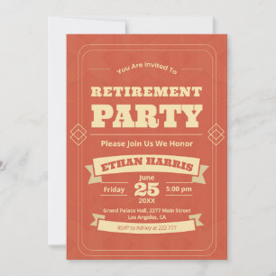 Art Deco Simple Retirement Invitation