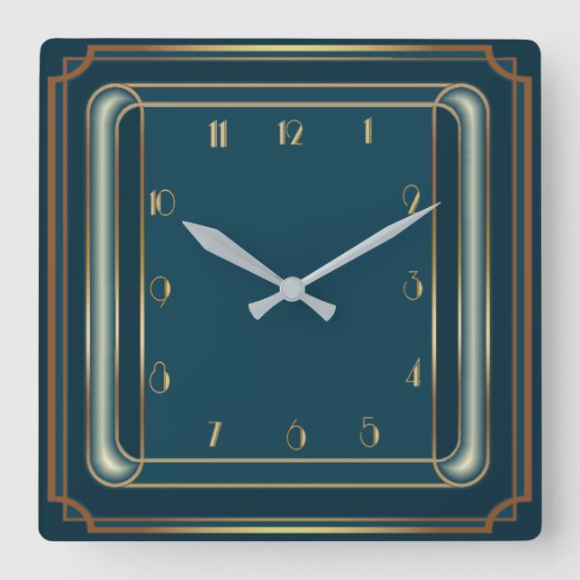 Art Deco simple Square Wall Clock (Front)