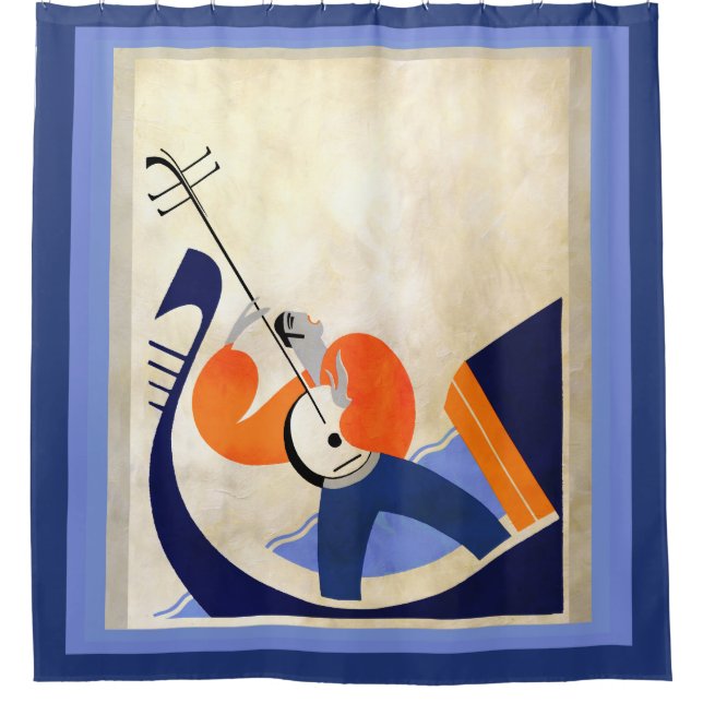 Art Deco Singing Gondolier Shower Curtain (Front)